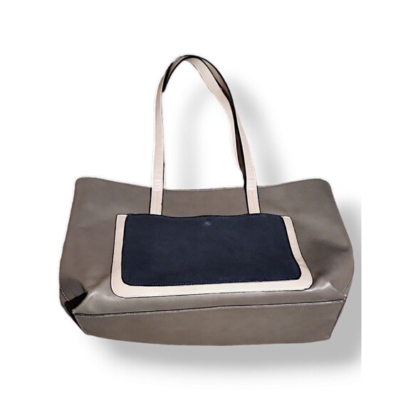 Lily Ivy Weekender Tote Handbag Grey Navy Medium 11 Inch Tall - Picture 1 of 9
